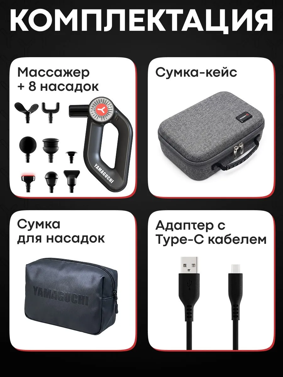Комплект насадок Yamaguchi Massage Gun MAX PRO